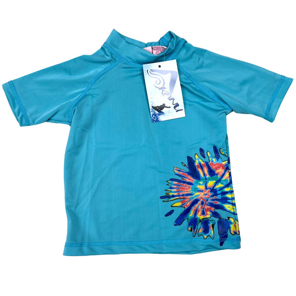 Kanu Surf Girl Toddler 3T Mock Neck UPF 50+ Blue Short Rashguard Swim Shirt - Picture 1 of 7
